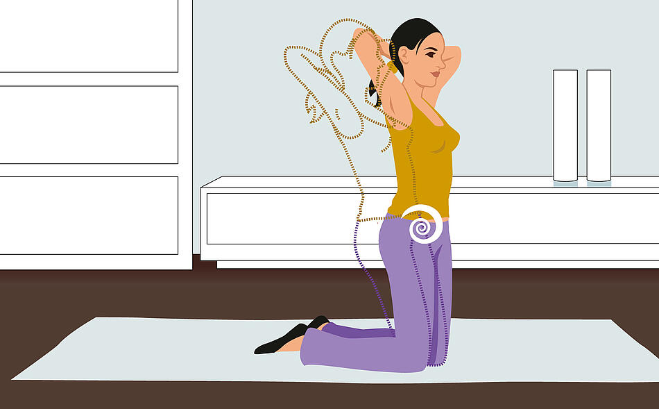 Illustration So stärken Sie Ihren Beckenboden, Übung 6: Stehaufmännchen