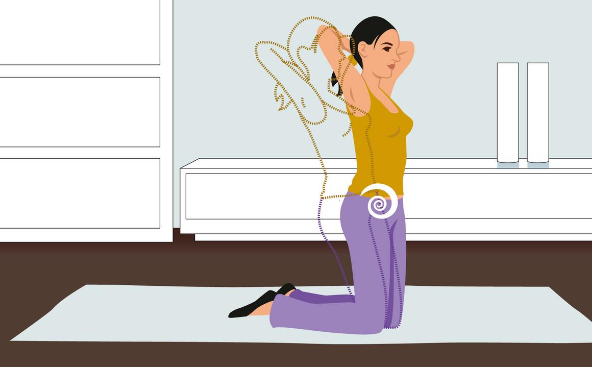 Bildnachweis: © wdv / Elisabeth Nohel Illustration So stärken Sie Ihren Beckenboden, Übung 6: Stehaufmännchen