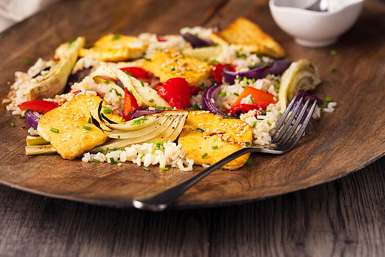 Paprika-Reispfanne mit Tofu