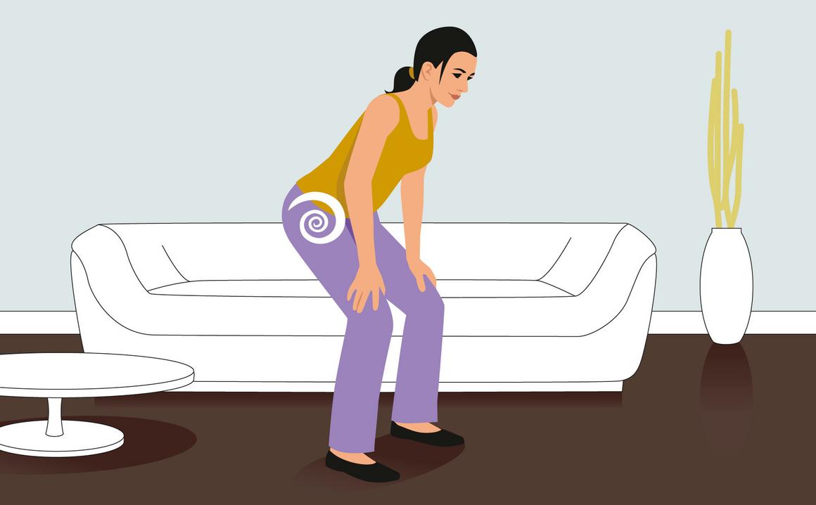 Bildnachweis: © wdv / Elisabeth Nohel Illustration So stärken Sie Ihren Beckenboden, Übung 2: Körper neigen