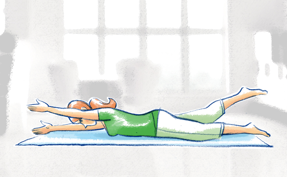 Illustration Skigymnastik Rückenprotektor - Bildnachweis: © wdv / Elisabeth Nohel Illustration Skigymnastik Rückenprotektor